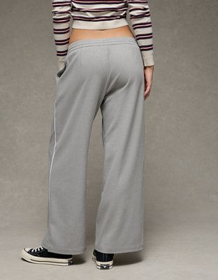 Женские брюки American Eagle AE Stretch Low Rise Wide-Leg Track, цвет: Серый — фото 2