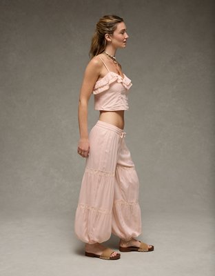 Pantalon de jogging à taille basse avec insertion en dentelle AE