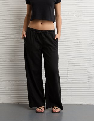 low rise dress pants Khane Wide Leg Pant | Brown Pinstripe | Womens and completely sustainable Low Rise Hemp Dress Slacks