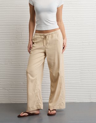 AE Stretch Low-Rise Linen Pull-On Pant