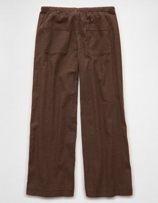 Женские брюки American Eagle AE Low-Rise Linen-Blend Pull-On, цвет: Коричневый — фото 4