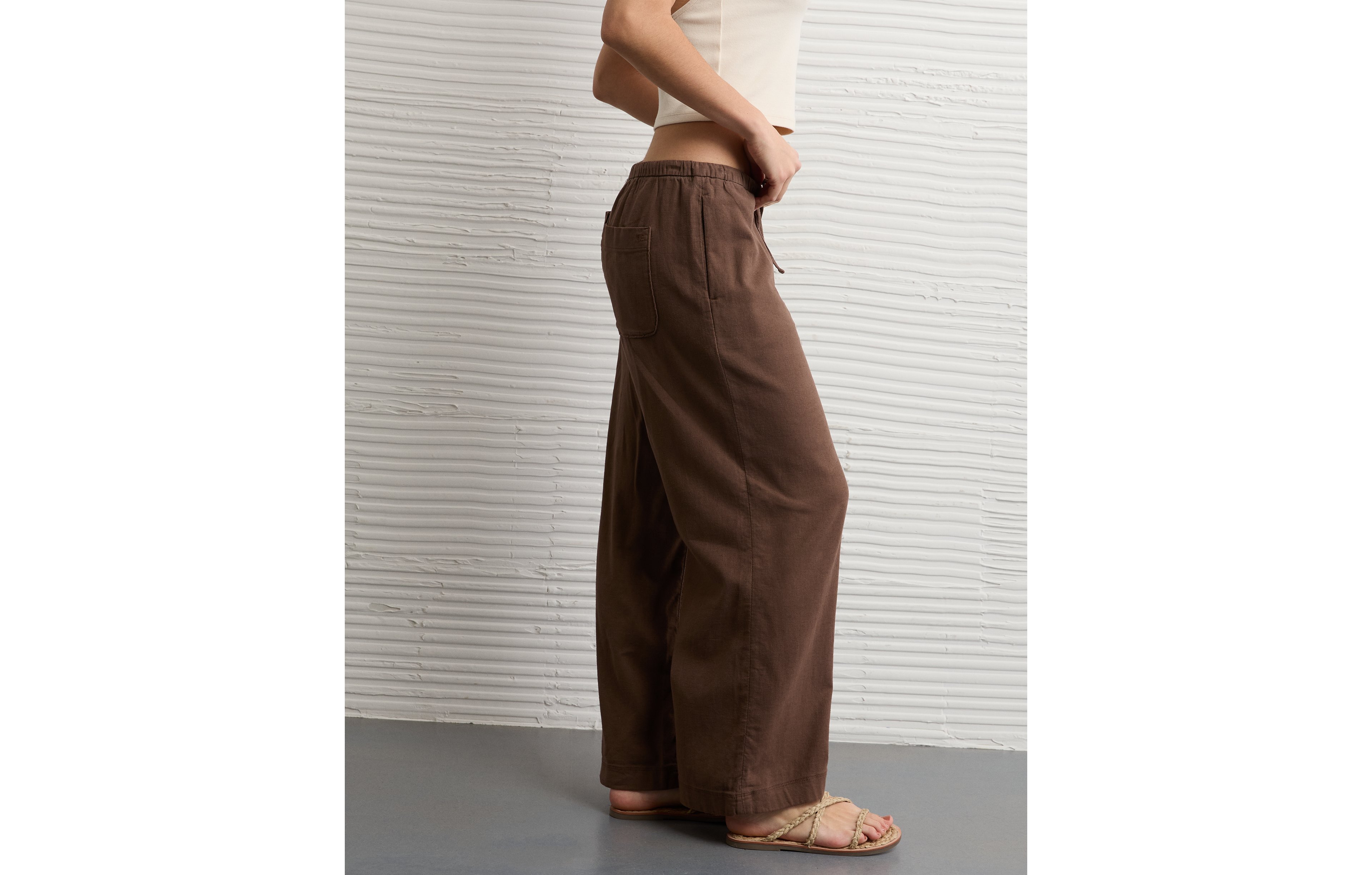 AE Low-Rise Linen-Blend Pull-On Pant