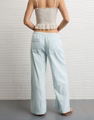 AE Stretch Low-Rise Linen Pull-On Pant