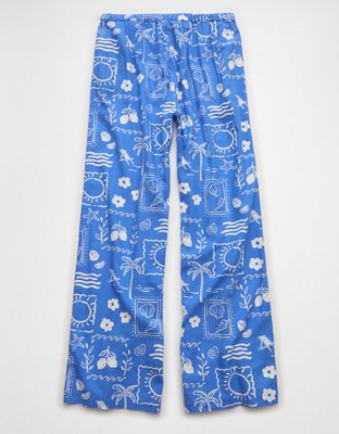 Женские брюки American Eagle AE Mid-Rise Linen-Blend, цвет: Синий — фото 4