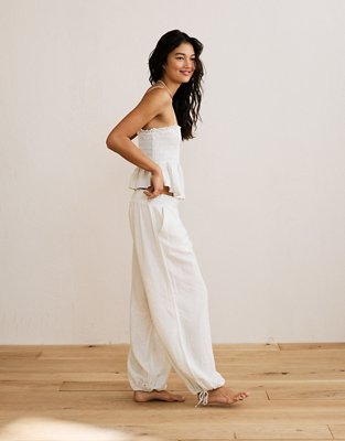AE Low-Rise Linen-Blend Jogger | American Eagle