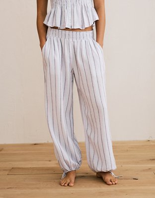 Женские брюки American Eagle AE Low-Rise Linen-Blend Jogger, цвет: Синий — фото 5