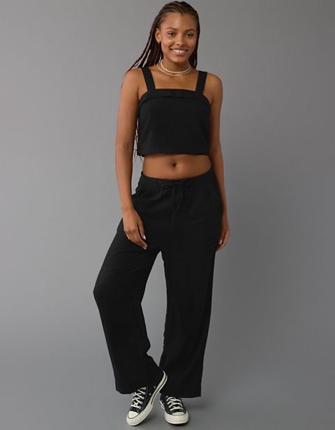 Женские брюки American Eagle AE Linen-Blend Pull-On Wide-Leg Pant