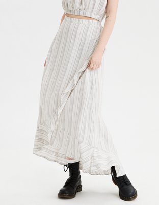 AE High-Waisted Striped Wrap Maxi Skirt