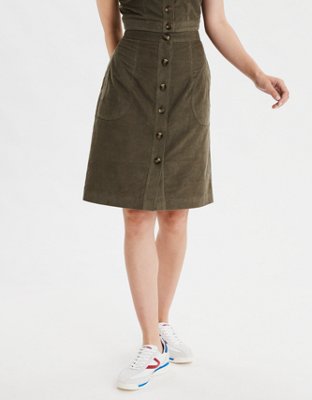 midi skirt with button front