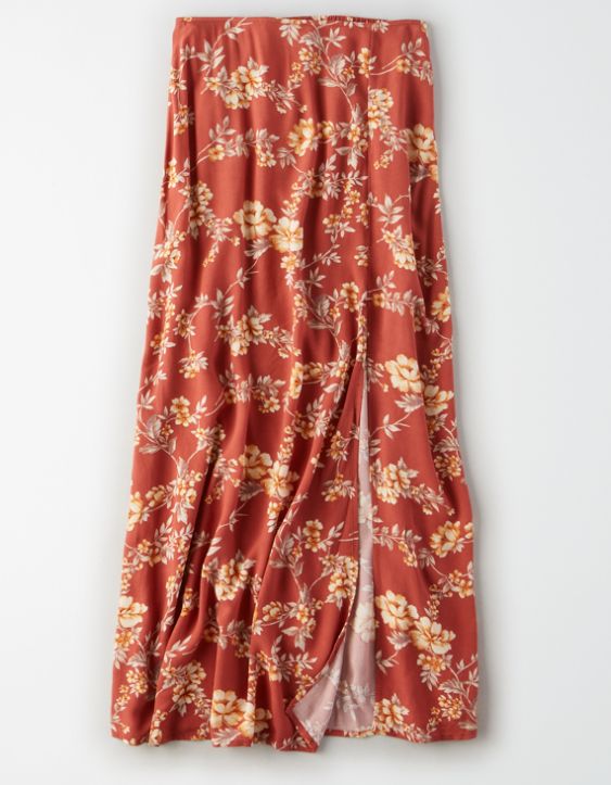AE High-Waisted Floral Midi Skirt