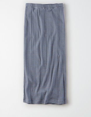 AE High-Waisted Striped Midi Skirt