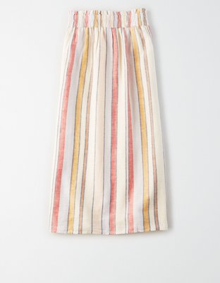 AE High-Waisted Button Front Midi Skirt