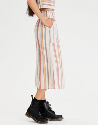 AE High-Waisted Button Front Midi Skirt