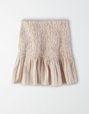 AE High-Waisted Smocked Ruffle Mini Skirt