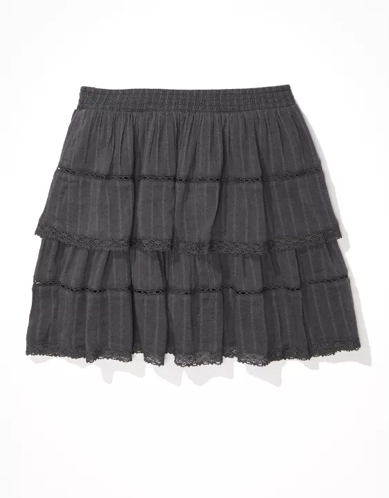 AE Embroidered Tiered Mini Skirt