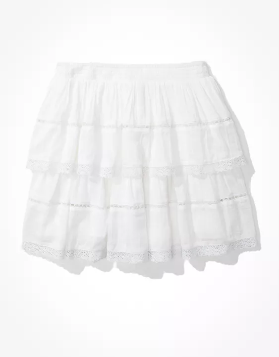 AE Embroidered Tiered Mini Skirt