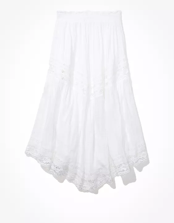 AE Lace Tiered Midi Skirt