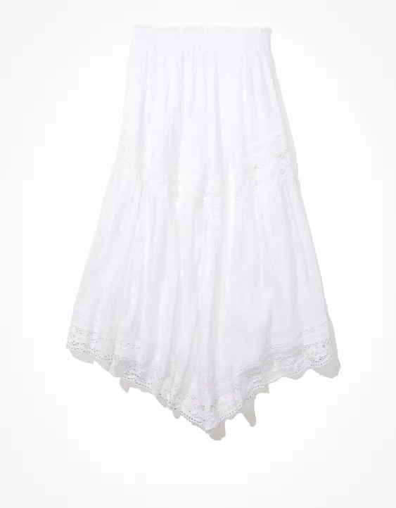 AE Lace Tiered Midi Skirt