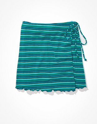 Женские юбки American Eagle AE High-Waisted Wrap-Front Striped Mini Skirt — фото 3