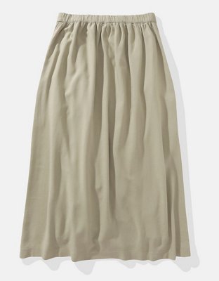 AE Button Front Midi Skirt