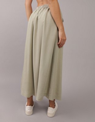 AE Button Front Midi Skirt