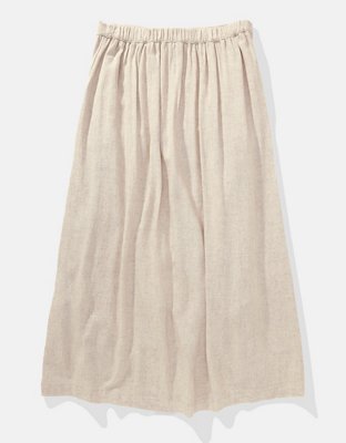 AE Button Front Midi Skirt