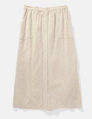 AE Button Front Midi Skirt