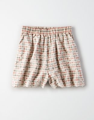 AE High-Waisted Plaid Slim Short