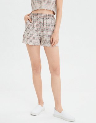 AE High-Waisted Plaid Slim Short