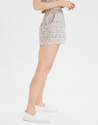 AE High-Waisted Plaid Slim Short