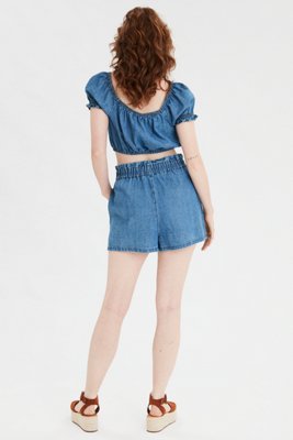 Женские шорты American Eagle AE High-Waisted Denim Button Up Shorts — фото 2