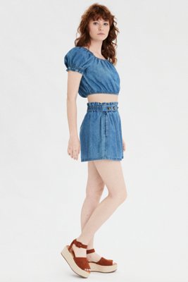 Женские шорты American Eagle AE High-Waisted Denim Button Up Shorts — фото 5
