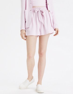 AE High-Waisted Smocked Tie Front Short