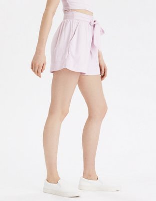 Женские брюки American Eagle AE High-Waisted Smocked Tie Front Short — фото 5