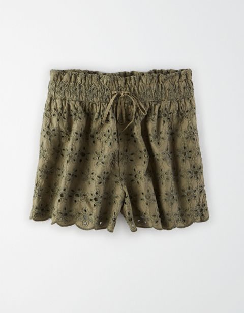 Женские брюки American Eagle AE High-Waisted Eyelet Paperbag Short
