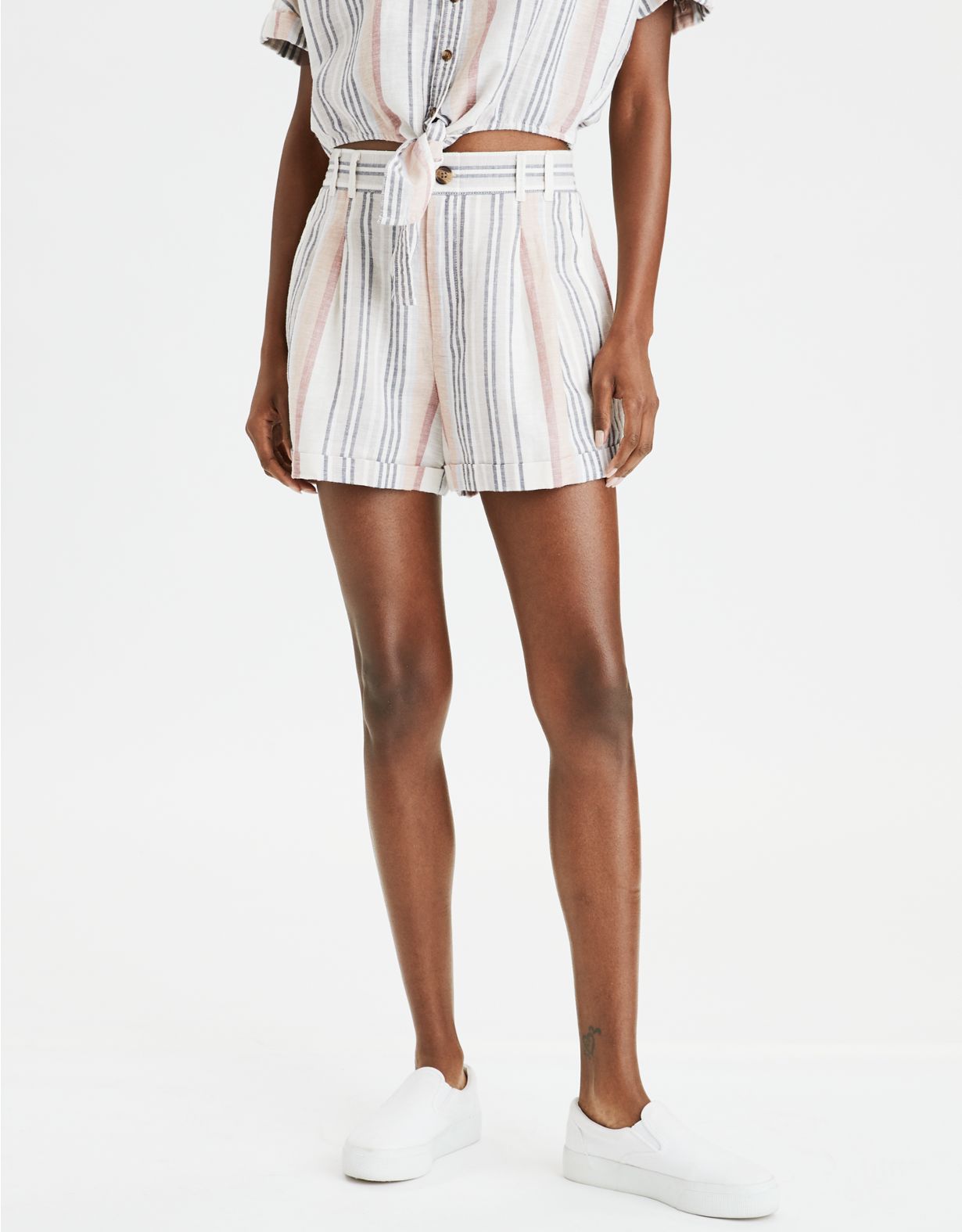 AE High-Waisted Striped Paperbag Short