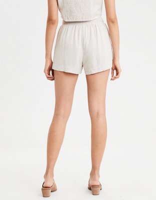 Женские брюки American Eagle High-Waisted Linen Paperbag Short — фото 2