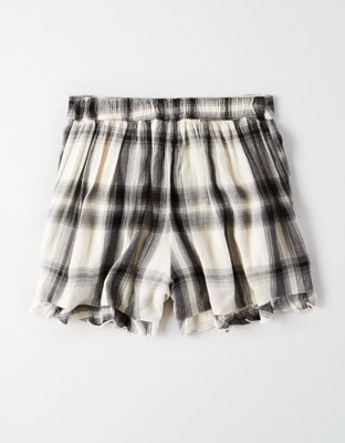 Женские брюки American Eagle High-Waisted Plaid Tulip Short — фото 4