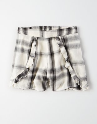 Женские брюки American Eagle High-Waisted Plaid Tulip Short — фото 3