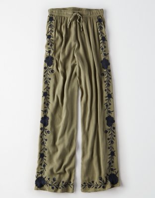 Женские брюки American Eagle AE High-Waisted Embroidered Palazzo Pant — фото 3