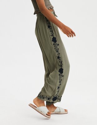 Женские брюки American Eagle AE High-Waisted Embroidered Palazzo Pant — фото 4
