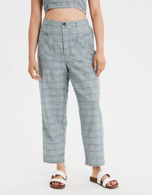 plaid pants high waisted