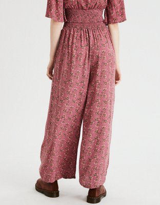 AE High-Waisted Smocked Wide Leg Pant