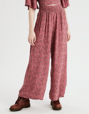 AE High-Waisted Smocked Wide Leg Pant