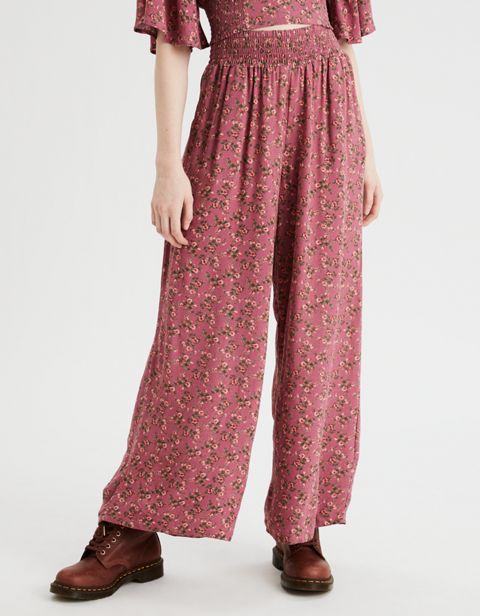 Женские брюки American Eagle AE High-Waisted Smocked Wide Leg Pant