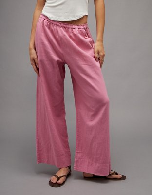 AE Linen-Blend Wide-Leg Pant