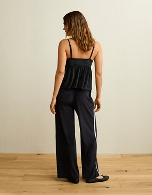 AE Velvet Wide-Leg Track Pant