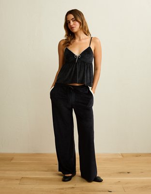 AE Velvet Wide-Leg Track Pant