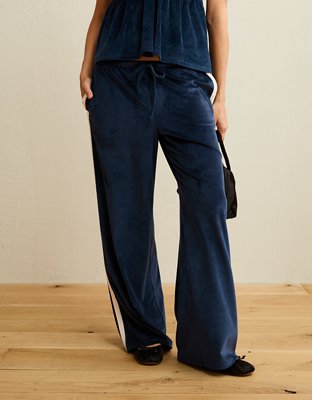 AE Velvet Wide-Leg Track Pant