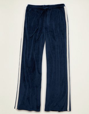 Женские брюки American Eagle AE Velvet Wide-Leg Track, цвет: Тёмный индиго — фото 3